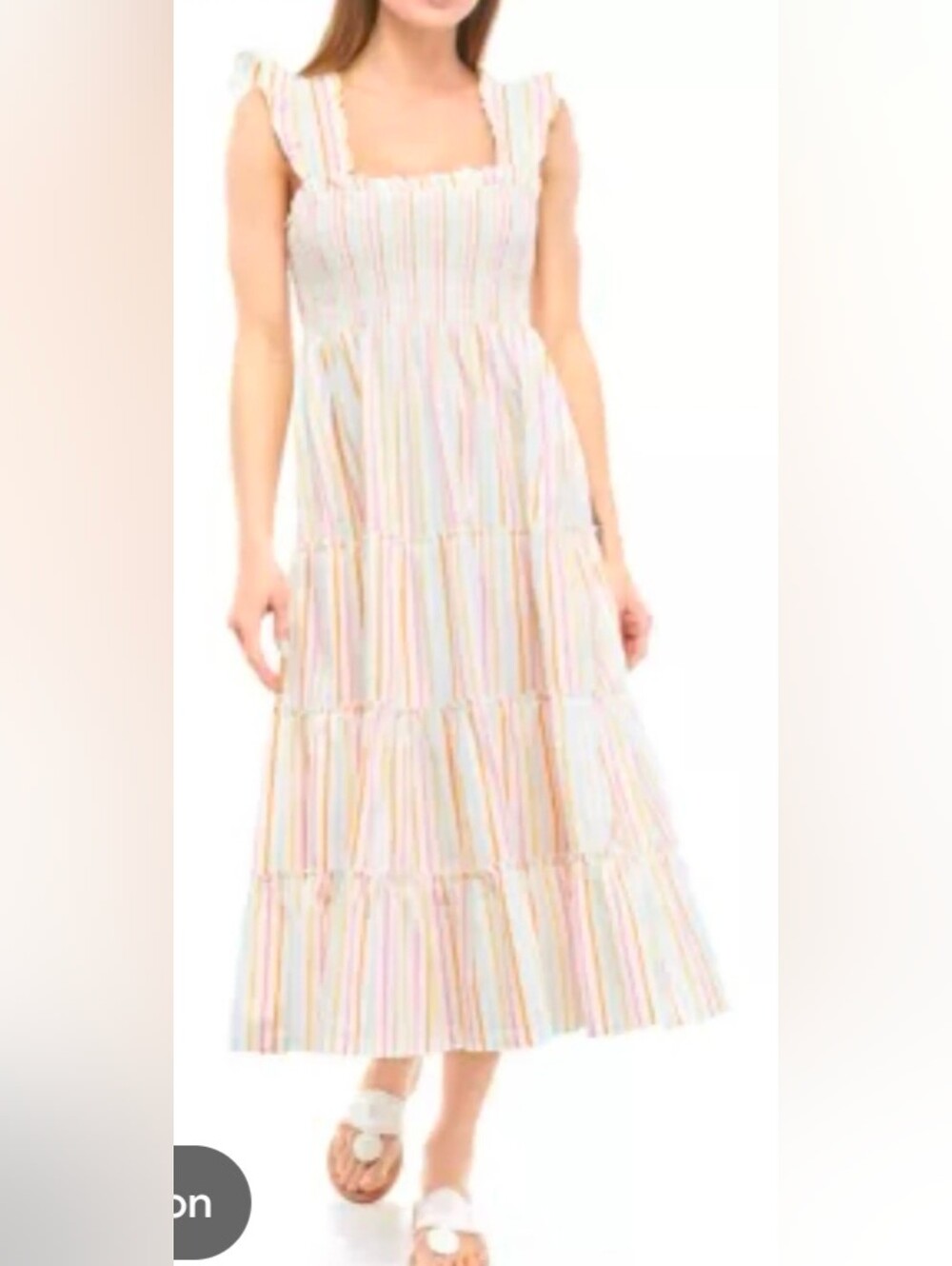 Crown & Ivy Pastel Rainbow Smocked Tiered Maxi Sundress XL